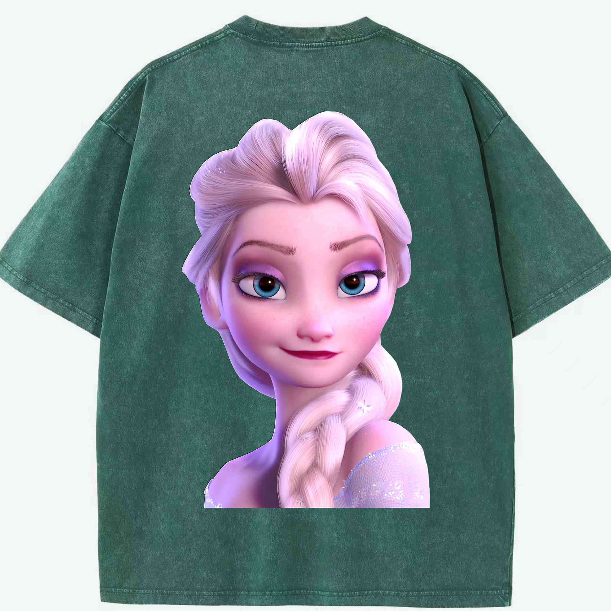 （画像用） アナと雪の女王 アンナ エルサ Frozen Anna Elsa 綿100% ヴィンテージ風 半袖Tシャツ（背面プリント）
